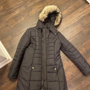 Express Black Long Puffer Jacket